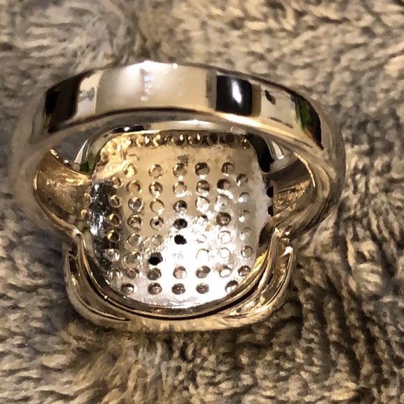 Vintage DBJ Black & White Diamond Square Ring in Sterling Silver. NWT - Picture 7 of 11